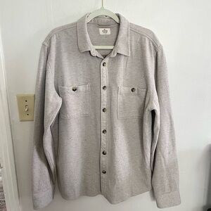 Marine Layer Shirt Mens X-Large Overshirt Shacket Beige Casual Heathered Twill